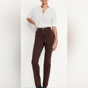 Old Navy extra high rise straight chocolate Brown Jeans